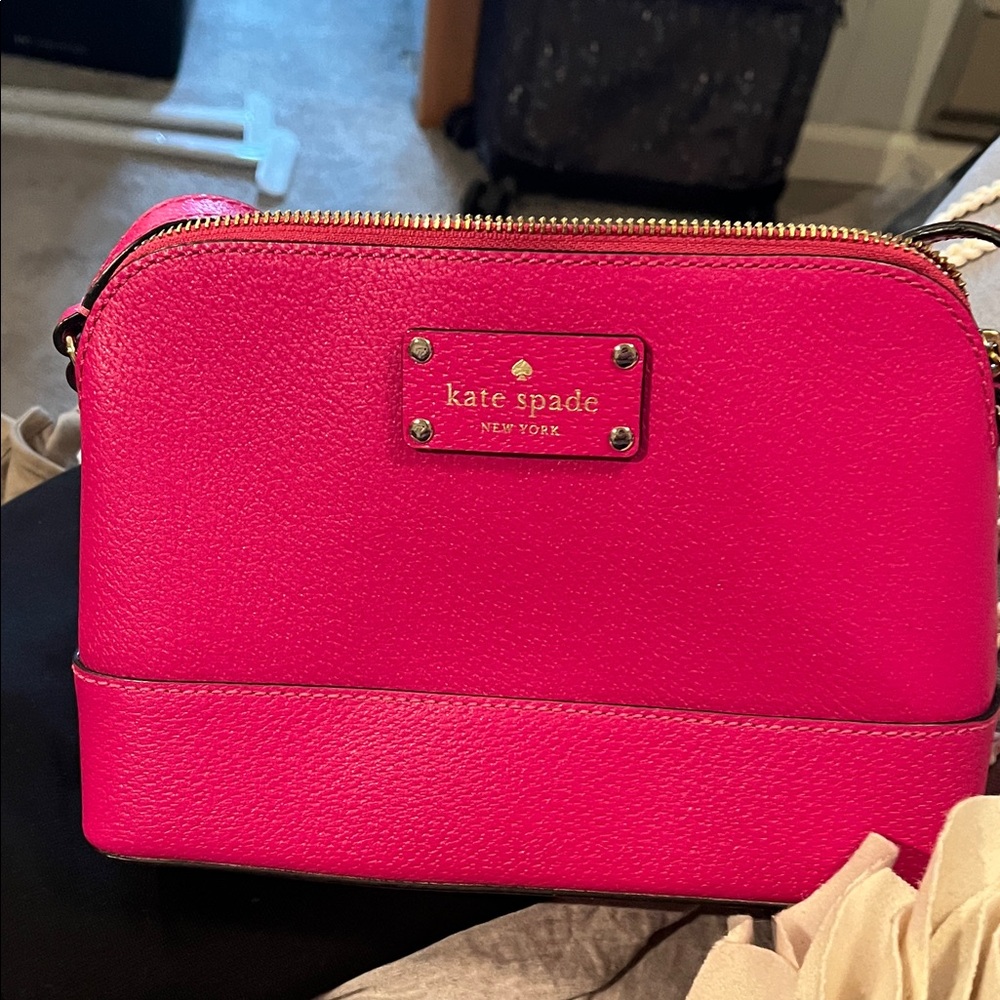 kate spade Hot Pink Pebbled Leather Dome Crossbody